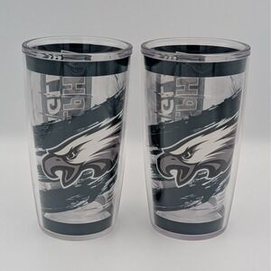 Philadelphia Eagles Tervis Tumbler 16oz Set of 2 Black Silver NFL Insulated Cup